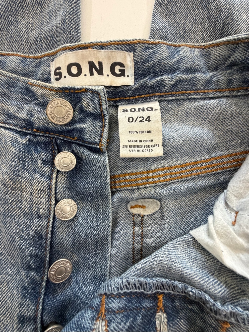 S.O.N.G. High Rise Wide Leg Carpenter Utility Jeans Y2K Raw Hem Blue Size 0 24 - Picture 4 of 9